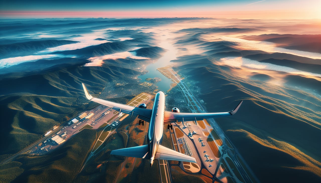 Aerial window seat view during takeoff from Washington (right side) — Washington Monument, U.S. Capitol dome, Potomac River, Chesapeake Bay shoreline