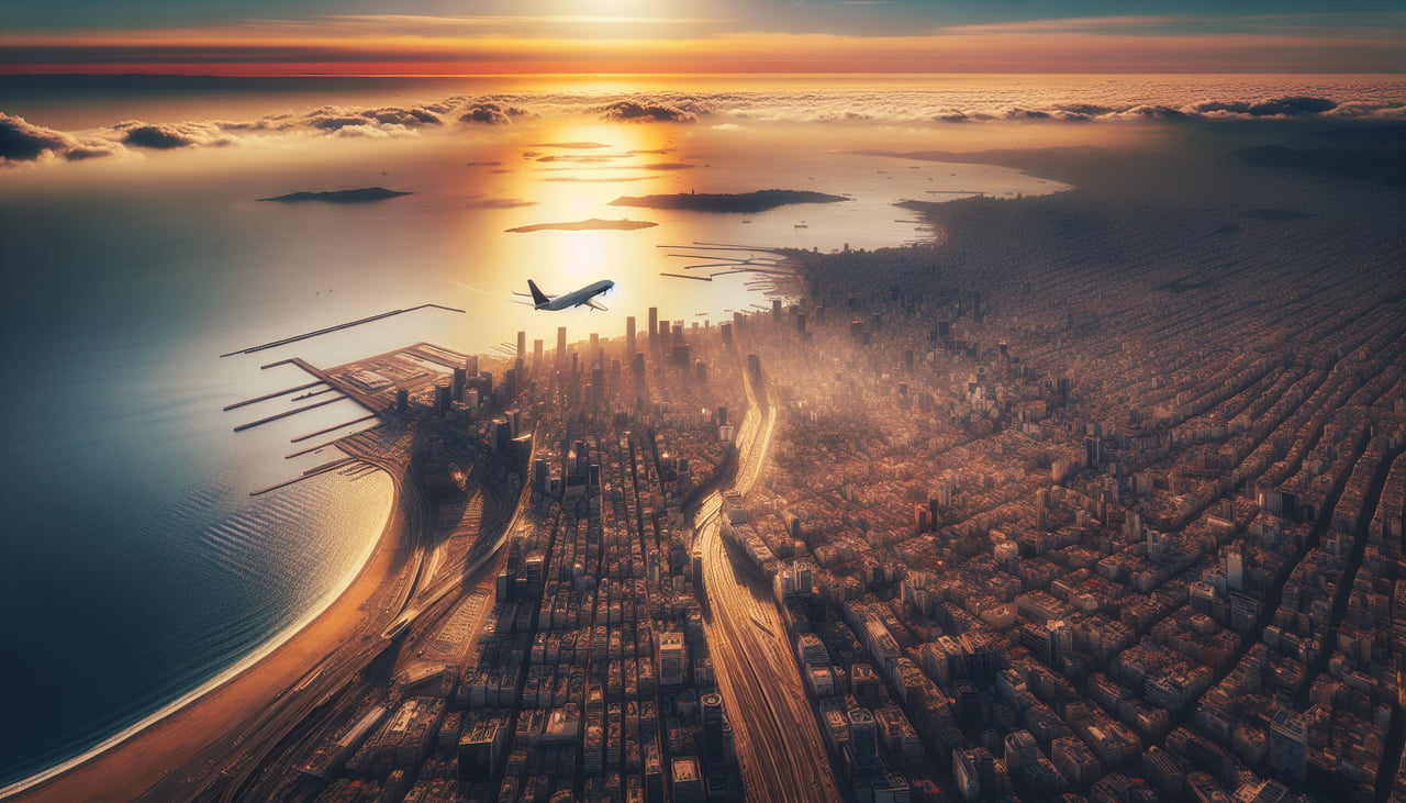 Aerial window seat view during takeoff from Jeddah (right side) — Red Sea (western edge), Jeddah city grid and harbor, Corniche waterfront development, coastal salt flats and lagoons south of the city