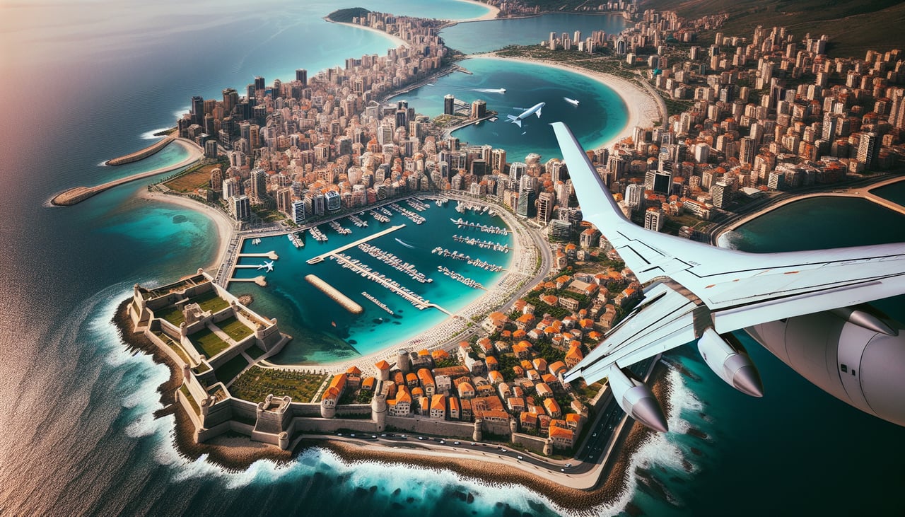 Aerial window seat view during takeoff from San Juan (left side) — Old San Juan peninsula and El Morro fortress, Condado Lagoon and beachfront strip, San Juan Bay harbor, Laguna La Torrecilla