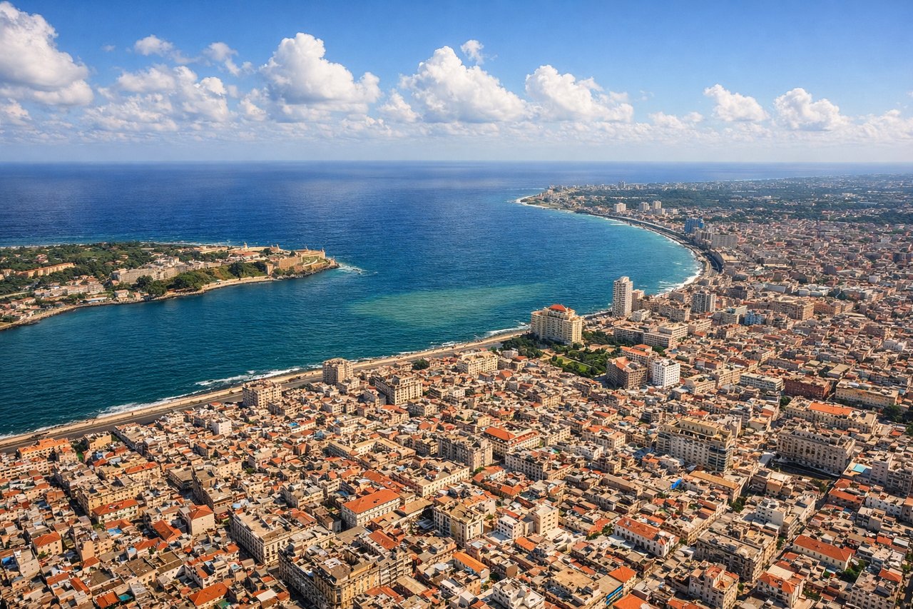 Aerial window seat view during takeoff from Havana (right side) — Havana Malecón seafront, Havana Harbor entrance, Old Havana rooftops, Straits of Florida coastline